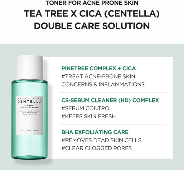 SKIN1004 Tea-Trica Purifying Toner - Calming Soothing Hydration & Acne Care Relief