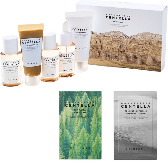 SKIN1004 Centella Travel Kit - Toner, Ampoule, Cleanser & Soothing Care Set