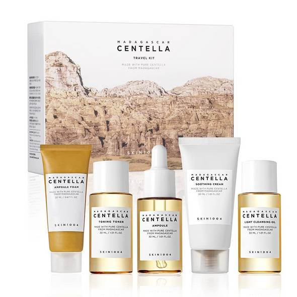 SKIN1004 Centella Travel Kit - Toner, Ampoule, Cleanser & Soothing Care Set