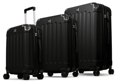 Swiss Hufeisen 3-Piece Travel Luggage Set - Black Rose Gold