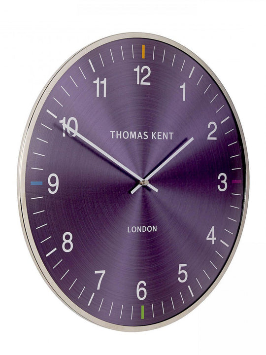 Thomas Kent 40cm Amethyst Metal And Glass Dome Lens Round Wall Clock