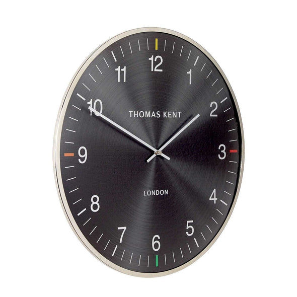 Thomas Kent 40cm Oyster Jet Metal And Glass Dome Lens Round Wall Clock