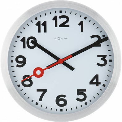 NeXtime 34cm Station Aluminium Round Wall Clock - Brushed
