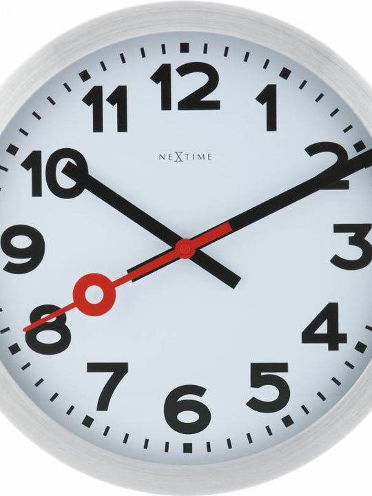 NeXtime 34cm Station Aluminium Round Wall Clock - Brushed