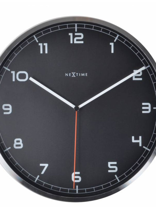 NeXtime 35cm Company Aluminium Round Wall Clock - Black