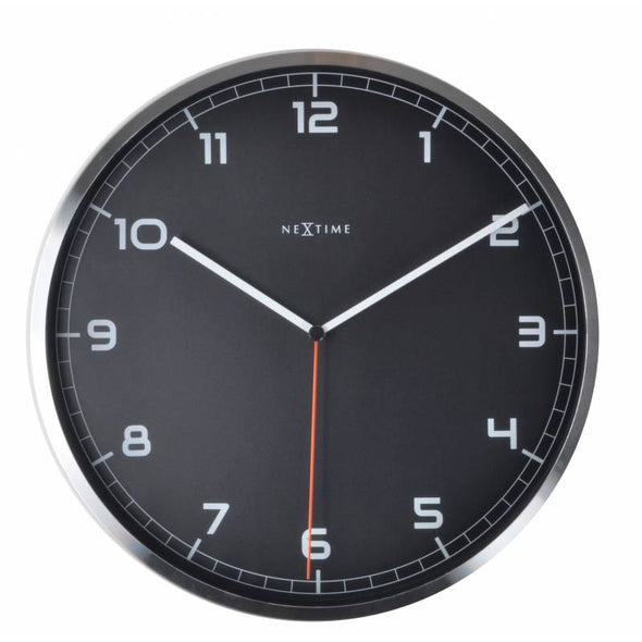 NeXtime 35cm Company Aluminium Round Wall Clock - Black