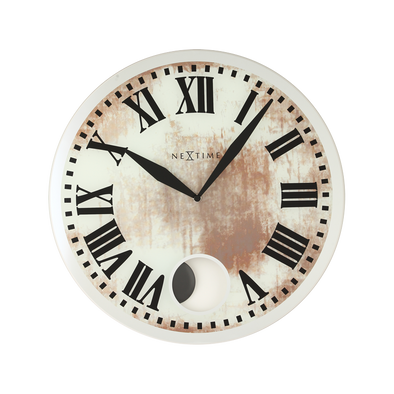 NeXtime 43cm Romana Glass Round Wall Clock - White