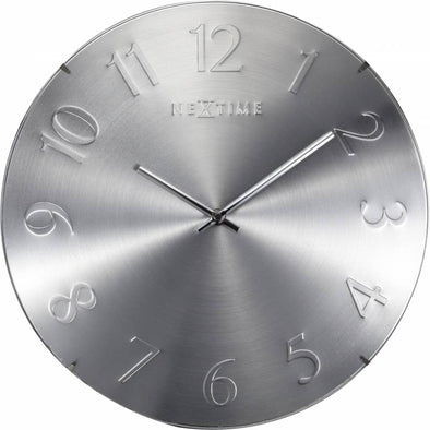 NeXtime 35cm Elegant Dome Shaped Glass Round Wall Clock - Silver