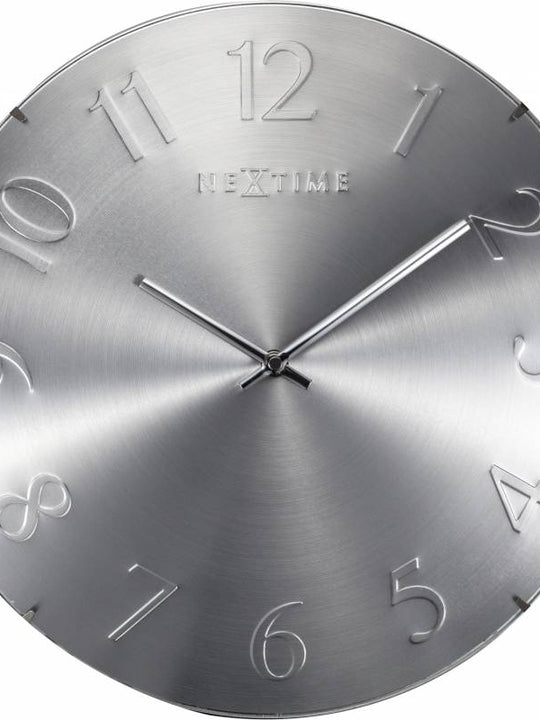 NeXtime 35cm Elegant Dome Shaped Glass Round Wall Clock - Silver