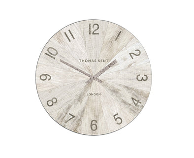 Thomas Kent 76cm Wharf Pickled Oak Open Face Round Wall Clock - White