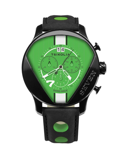 TSIKOLIA SEVEN Limited Edition Swiss Made Men's Leather Watch - Acid Green