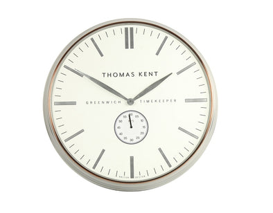 Thomas Kent 76cm Timekeeper White-Silver Round Wall Clock