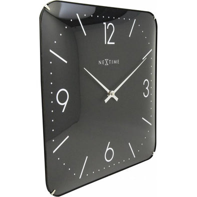 NeXtime 35cm Dome Glass Basic Square Dome Wall Clock - Black