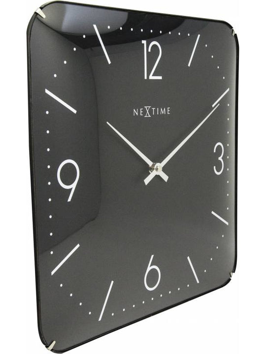 NeXtime 35cm Dome Glass Basic Square Dome Wall Clock - Black