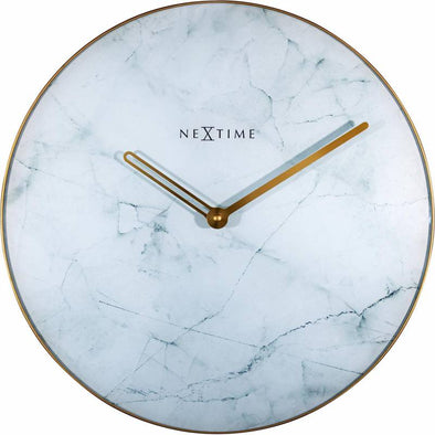 NeXtime 40cm Marble Glass & Metal Round Wall Clock - White