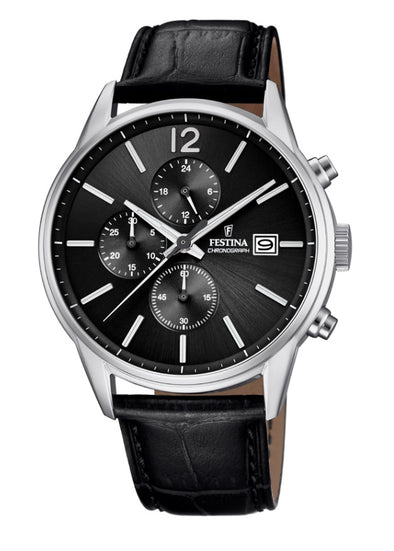 Festina Timeless Chronograph Analogue Men's Wrist Watch - Black F20284/4