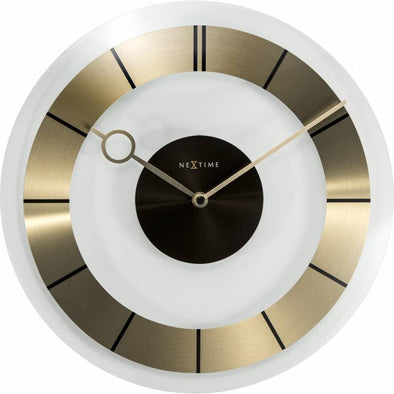NeXtime 31cm Retro Glass Round Wall Clock - Gold