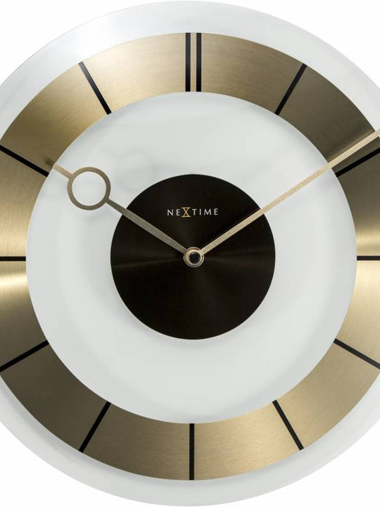 NeXtime 31cm Retro Glass Round Wall Clock - Gold