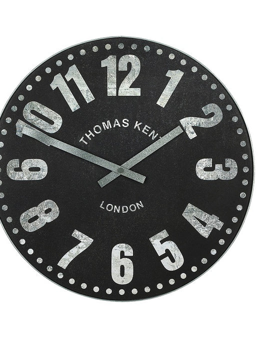 Thomas Kent 56cm Wharf Open Face Round Wall Clock - Black