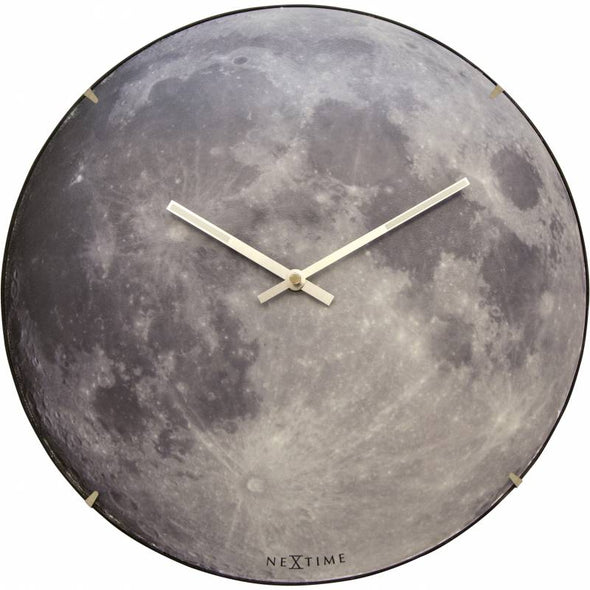 NeXtime 35cm Dome Glass Blue Moon Glow-in-the-dark Round Wall Clock