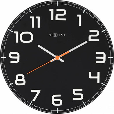 NeXtime 30cm Classy Round Glass Round Shaped Wall Clock - Black