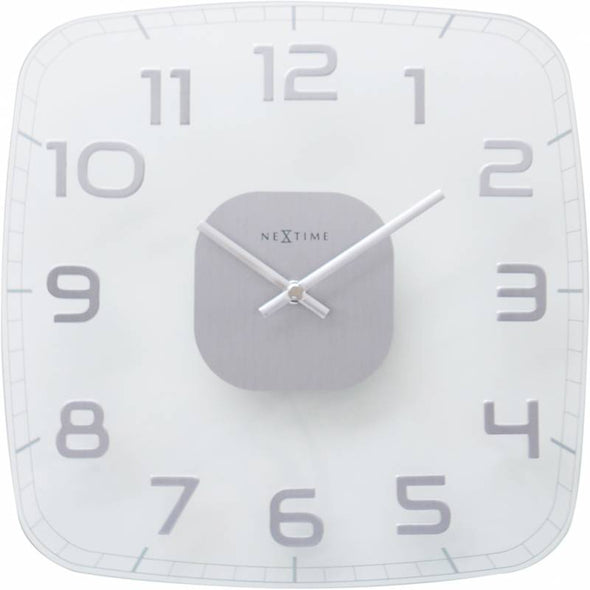NeXtime 30cm Classy Square Transparent Square Shaped Wall Clock
