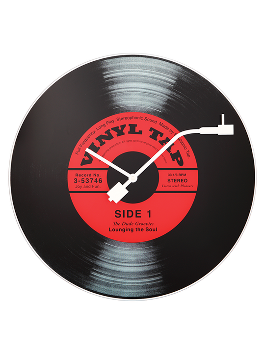 NeXtime 43cm Vinyl Tap Glass Round Wall Clock - Black & Red