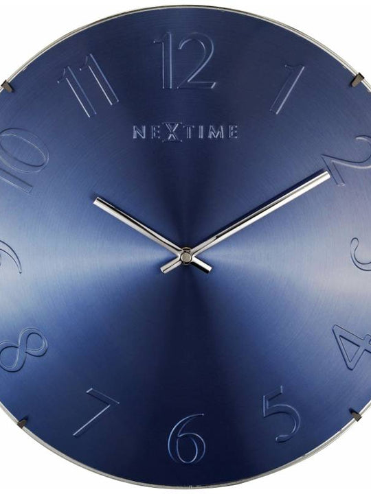 NeXtime 35cm Elegant Dome Shaped Glass Round Wall Clock - Blue