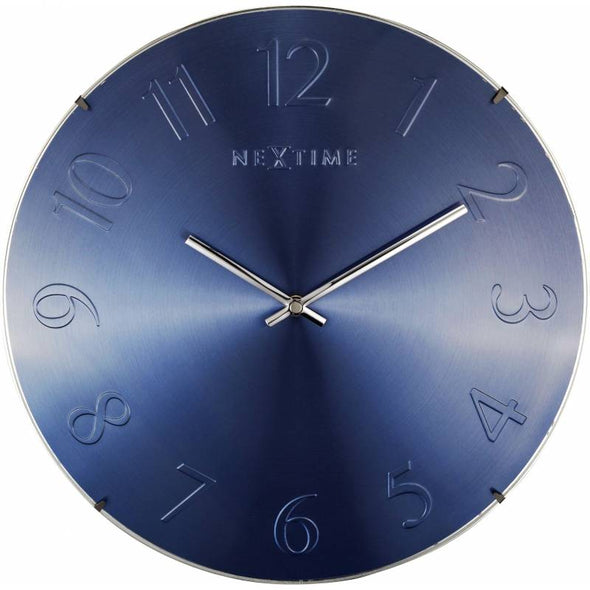 NeXtime 35cm Elegant Dome Shaped Glass Round Wall Clock - Blue