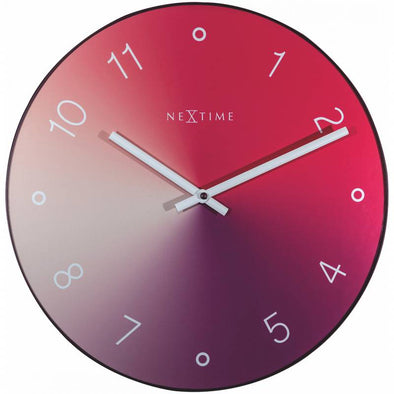NeXtime 40cm Gradient Glass & Metal Round Wall Clock - Red