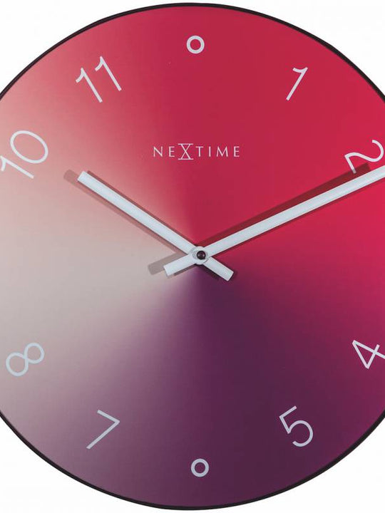 NeXtime 40cm Gradient Glass & Metal Round Wall Clock - Red