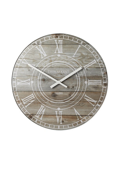 Thomas Kent 17.5cm Wharf Driftwood Mantel Round Wall Clock - Light Brown