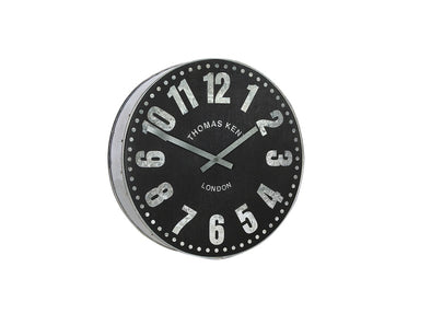 Thomas Kent 17.5cm Wharf Open Face Round Wall Clock - Black