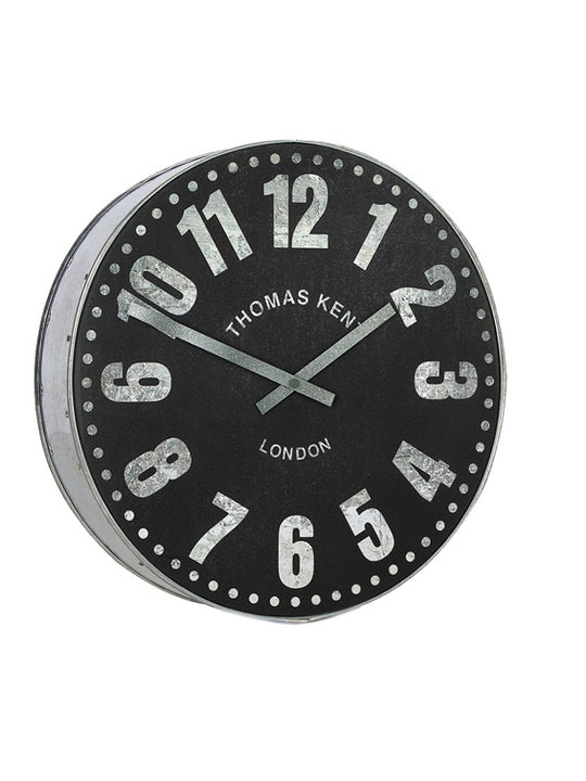 Thomas Kent 17.5cm Wharf Open Face Round Wall Clock - Black