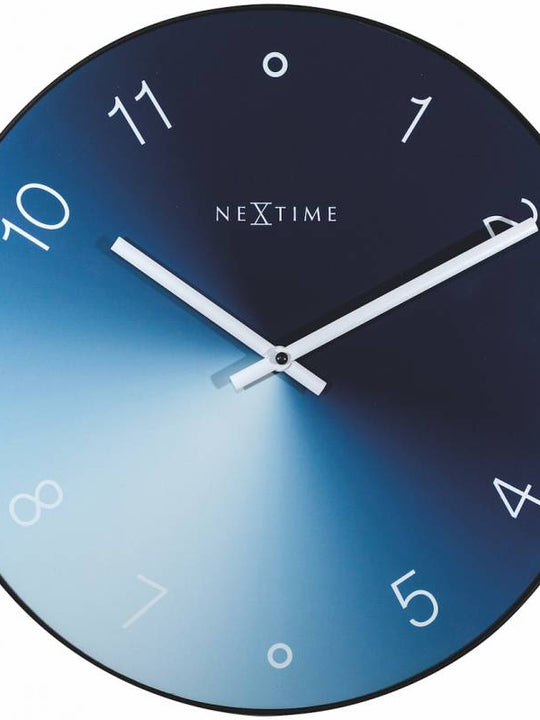 NeXtime 40cm Gradient Glass & Metal Round Wall Clock - Blue