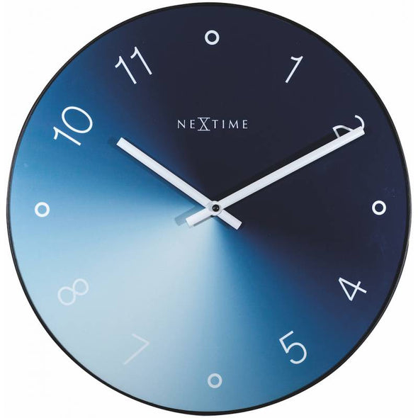 NeXtime 40cm Gradient Glass & Metal Round Wall Clock - Blue