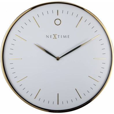 NeXtime 40cm Glamour Dome Shaped Glass & Metal Round Wall Clock - White