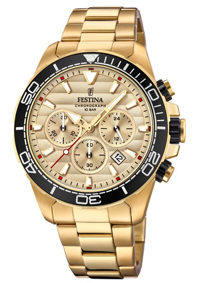 Festina Prestige Stainless Steel Analogue Men's Wrist Watch - Gold F20364/1