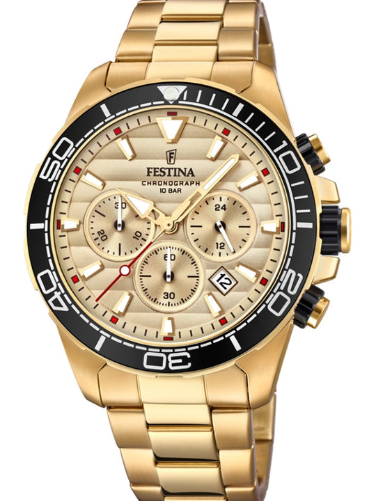 Festina Prestige Stainless Steel Analogue Men's Wrist Watch - Gold F20364/1