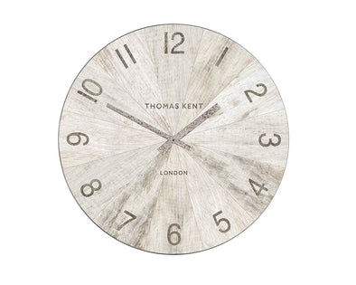 Thomas Kent 114cm Wharf Pickled Oak Open Face Round Wall Clock - White