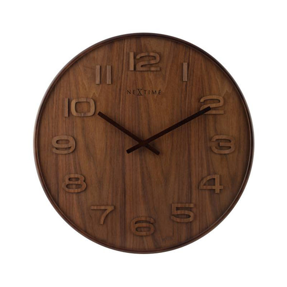 NeXtime 53cm Wood Wood Big Round Wood Wall Clock - Brown