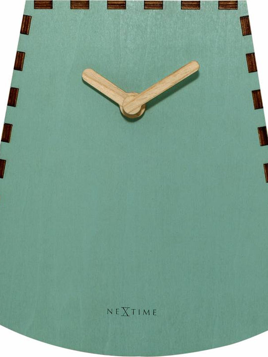 NeXtime 20cm Rocky Wood Motion Salmon Table/Desk Clock - Turquoise