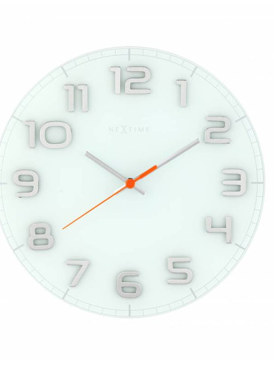 NeXtime 30cm Classy Round Glass Round Shaped Wall Clock - White