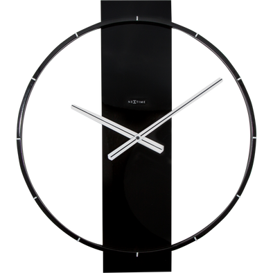NeXtime 58.2cm Carl Wood & Steel Round Wall Clock - Black