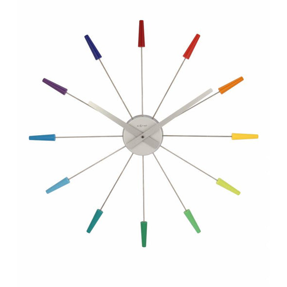 NeXtime 58cm PlugInn Stainless Steel & Wood Pointed Wall Clock - Colours