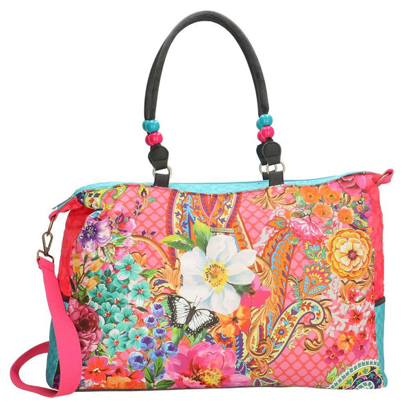 Melli Mello Pink Flower Ladies Raffia Shopper/Beach Bag 17134T