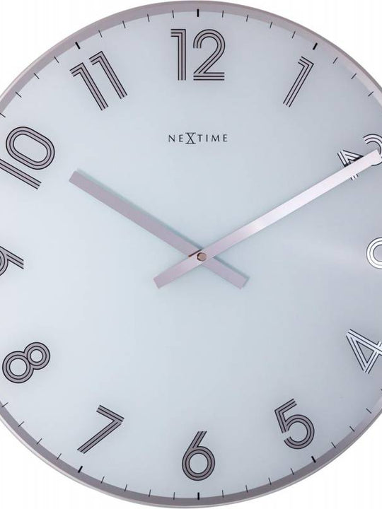 NeXtime 43cm Reflect Glass Round Wall Clock - White 8190WI