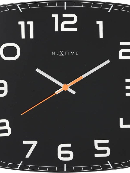 NeXtime 30cm Classy Square Glass & Metal Square Shaped Wall Clock - Black