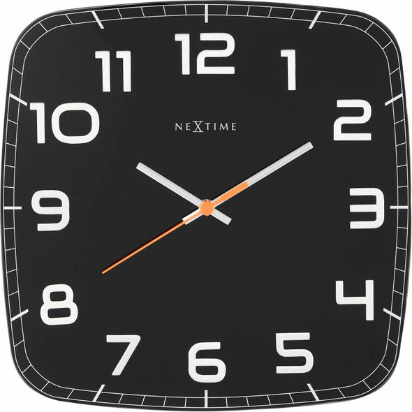 NeXtime 30cm Classy Square Glass & Metal Square Shaped Wall Clock - Black