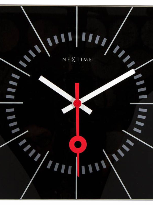 NeXtime 35cm Stazione Glass Square Shaped Wall Clock - Black